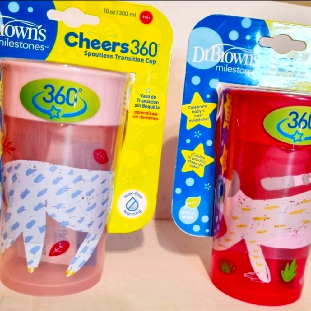 Set of 2 Dr. Brown's Cheer 360° Spoutless Transition Cups